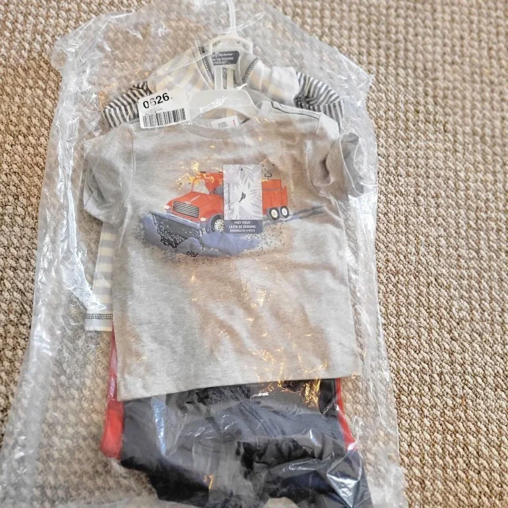 Infant Boys 4pc Mix & Match Dog Truck Matching Top and bottom Pants Set | 24M